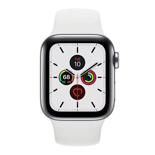 Смарт-годинник Apple Watch Series 5 + LTE 44mm Stainless Steel Case with White Sport Band - ціна, характеристики, відгуки, розстрочка, фото 3