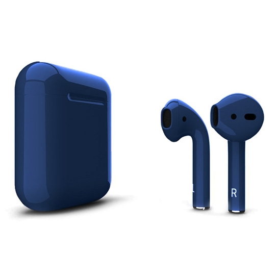 Глянцеві навушники Apple AirPods 2 Navy Peony - ціна, характеристики, відгуки, розстрочка, фото 1