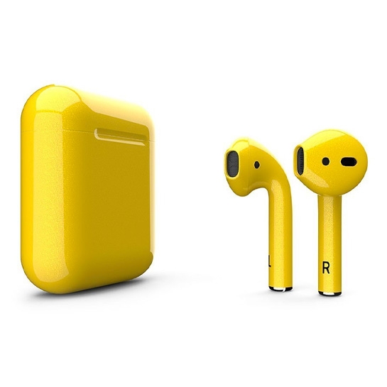 Глянцеві навушники Apple AirPods 2 Lemon Tonic - ціна, характеристики, відгуки, розстрочка, фото 1