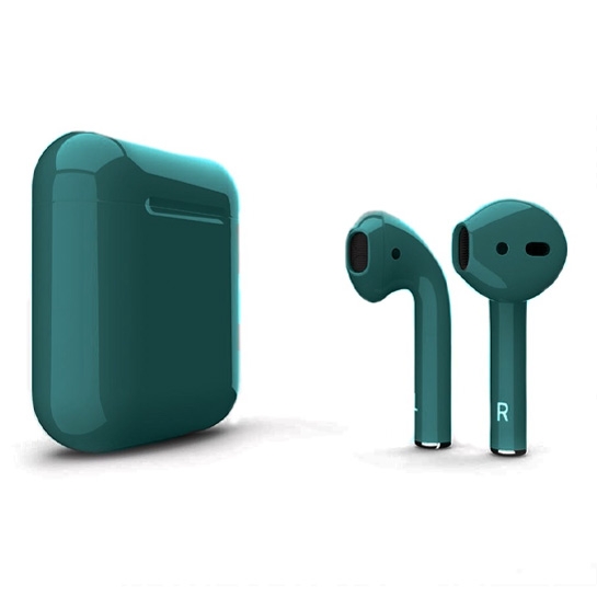 Глянцеві навушники Apple AirPods 2 Midnight Green - ціна, характеристики, відгуки, розстрочка, фото 1
