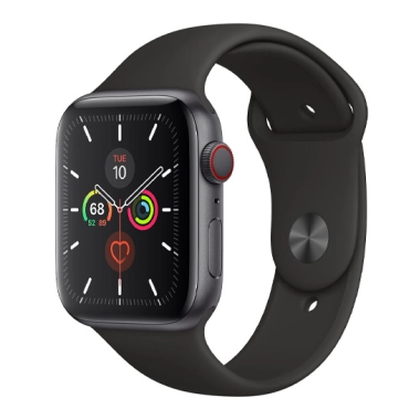 Смарт-часы Apple Watch Series 5 + LTE 44mm Space Gray Aluminum Case with Black Sport Band - цена, характеристики, отзывы, рассрочка, фото 1