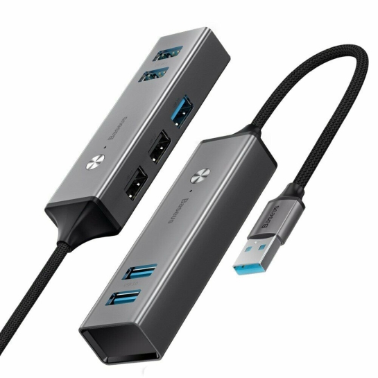 USB-хаб Baseus Cube USB-A to 5 USB HUB Dark Gray - ціна, характеристики, відгуки, розстрочка, фото 3