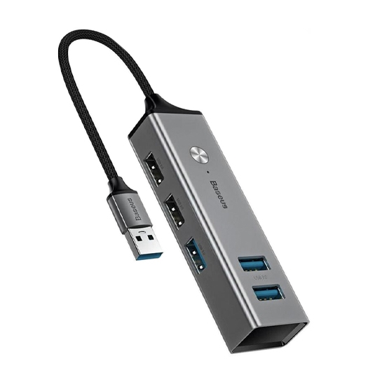 USB-хаб Baseus Cube USB-A to 5 USB HUB Dark Gray - цена, характеристики, отзывы, рассрочка, фото 1