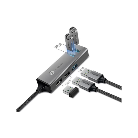 USB-хаб Baseus Cube USB-A to 5 USB HUB Dark Gray - ціна, характеристики, відгуки, розстрочка, фото 2