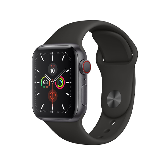 Смарт-часы Apple Watch Series 5 + LTE 40mm Space Gray Aluminum Case with Black Sport Band - цена, характеристики, отзывы, рассрочка, фото 1