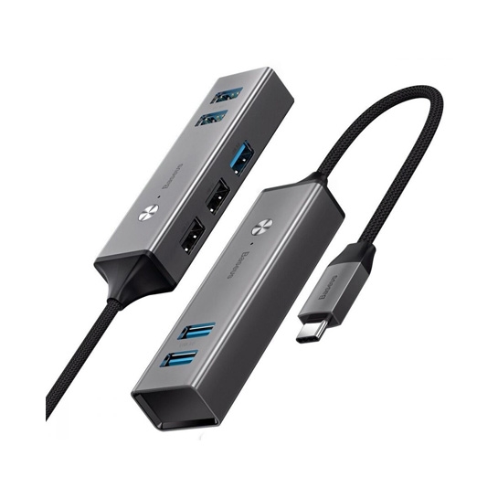 USB-хаб Baseus Cube USB-C to 5 USB HUB Dark Gray - ціна, характеристики, відгуки, розстрочка, фото 2