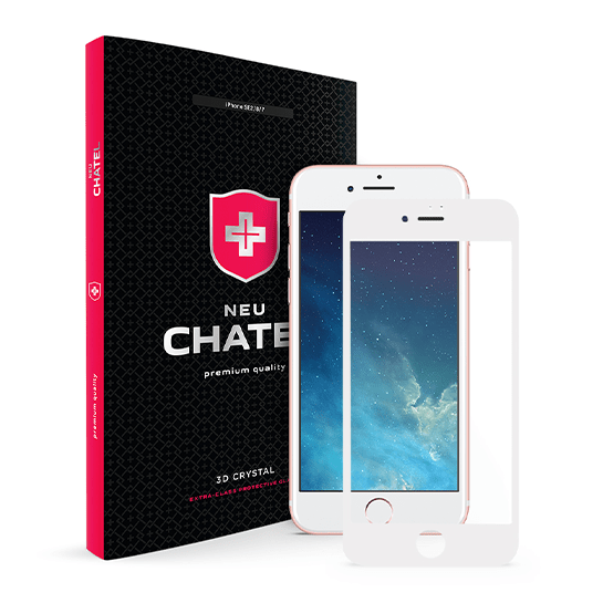 Скло +NEU Chatel Full 3D Crystal with Mesh for iPhone 8/7 Front White - ціна, характеристики, відгуки, розстрочка, фото 1