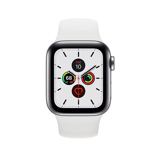 Смарт-годинник Apple Watch Series 5 + LTE 40mm Stainless Steel Case with White Sport Band - ціна, характеристики, відгуки, розстрочка, фото 3