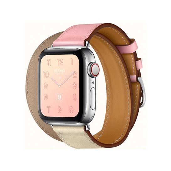 Смарт-часы Apple Watch Hermes Series 4+LTE 40mm Stainless Steel Rose Sakura/Craie/Argile Double Tour - цена, характеристики, отзывы, рассрочка, фото 1