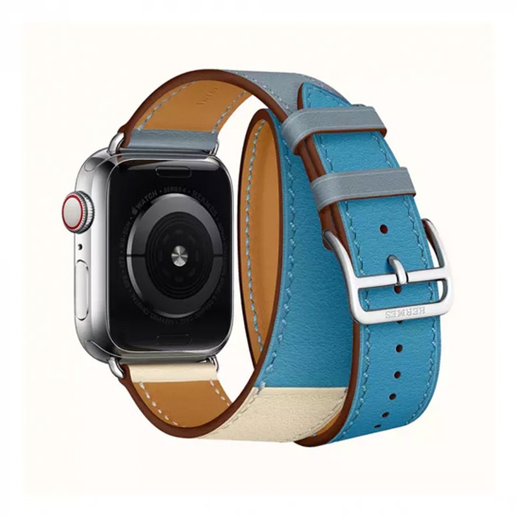 Apple Watch Hermes Series 4 LTE 40mm Stainless Steel Bleu Lin Craie Bleu du Nord Swift