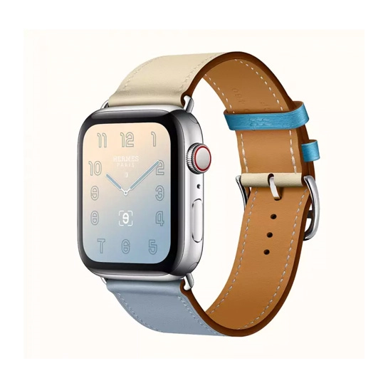 Смарт-часы Apple Watch Hermes Series 4 + LTE 44mm Stainless Steel Bleu Lin/Craie/Bleu du Nord Swift 
