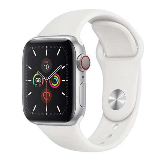 Смарт-годинник Apple Watch Series 5 + LTE 44mm Silver Aluminum Case with White Sport Band