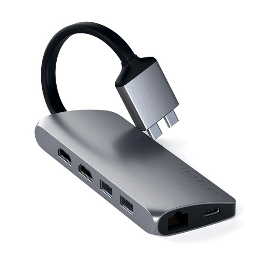 USB-хаб Satechi Aluminum Type-C Dual Multimedia Adapter Space Gray - цена, характеристики, отзывы, рассрочка, фото 1