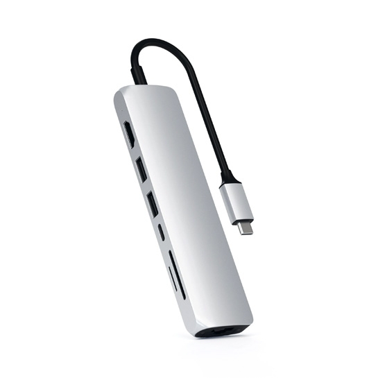 USB-хаб Satechi Aluminum Type-C Slim Multi-Port with Ethernet Adapter Silver - ціна, характеристики, відгуки, розстрочка, фото 3
