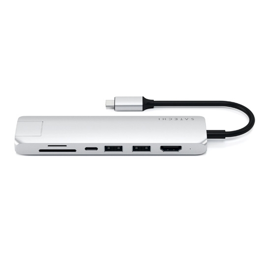 USB-хаб Satechi Aluminum Type-C Slim Multi-Port with Ethernet Adapter Silver - цена, характеристики, отзывы, рассрочка, фото 2