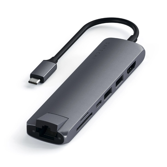 USB-хаб Satechi Aluminum Type-C Slim Multi-Port with Ethernet Adapter Space Gray - цена, характеристики, отзывы, рассрочка, фото 1