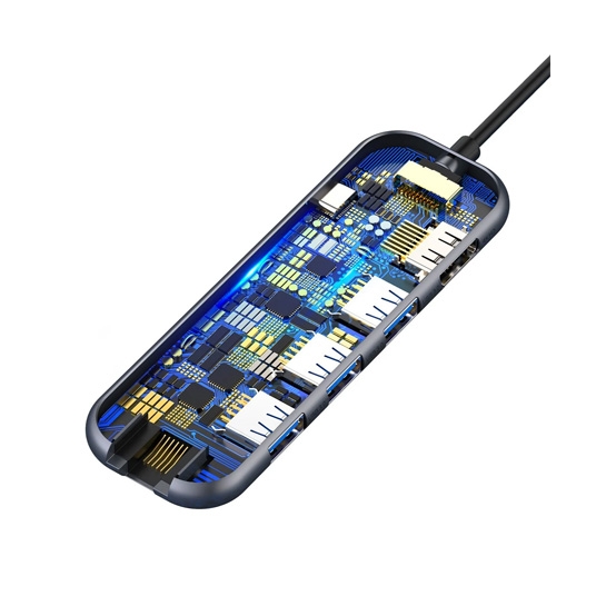 USB-хаб Baseus Mirror Series Type-C to 3-USB3.0/HDMI 4K/Ethernet/Type-C HUB Gray - цена, характеристики, отзывы, рассрочка, фото 3
