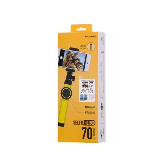 Палиця для селфі Momax SelfieHero 70cm with Bluetooth Black/Yellow - ціна, характеристики, відгуки, розстрочка, фото 5