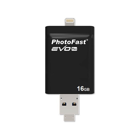 Зовнішній накопичувач USB-flash PhotoFast i-Flashdrive EVO Plus 16Gb Black (USB-microUSB/Lightning) - ціна, характеристики, відгуки, розстрочка, фото 1