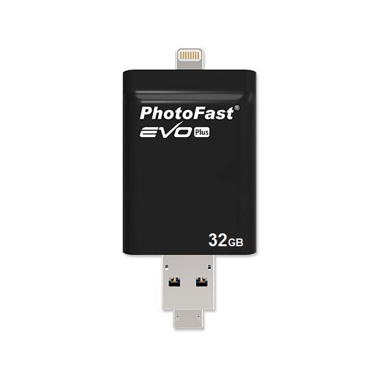 Зовнішній накопичувач USB-flash PhotoFast i-Flashdrive EVO Plus 32Gb Black (USB-microUSB/Lightning) - ціна, характеристики, відгуки, розстрочка, фото 1
