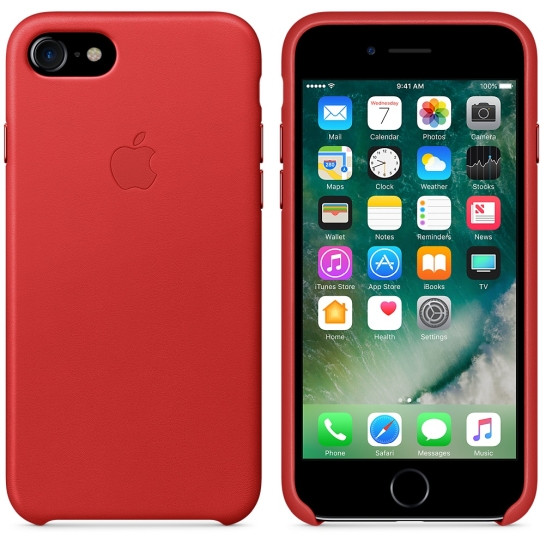 Чехол Apple Leather Case for iPhone 8/7 Red* - цена, характеристики, отзывы, рассрочка, фото 2