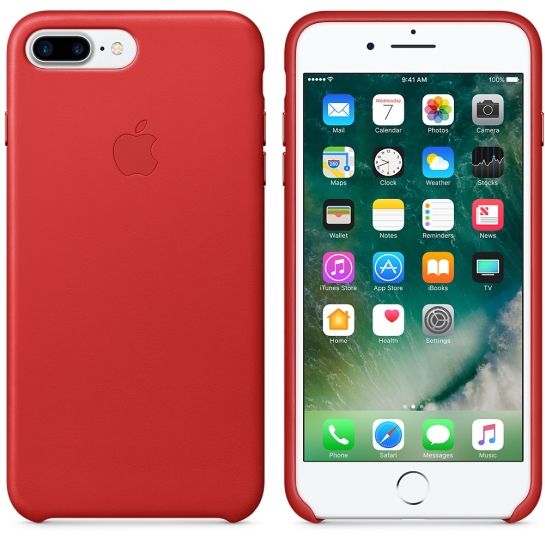 Чехол Apple Leather Case for iPhone 8 Plus/7 Plus Red* - цена, характеристики, отзывы, рассрочка, фото 4