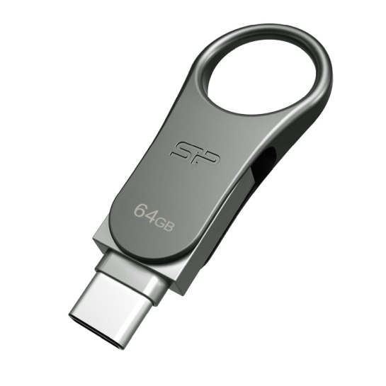 Зовнішній накопичувач USB-Flash 64Gb Silicon Power Mobile C80 USB 3.0 Type-C Silver - ціна, характеристики, відгуки, розстрочка, фото 2