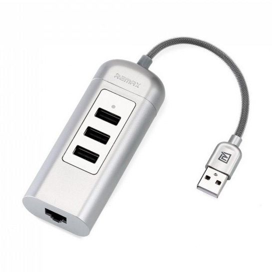 USB-хаб Remax Cati Hub 3USB to Type-C Silver* - ціна, характеристики, відгуки, розстрочка, фото 1