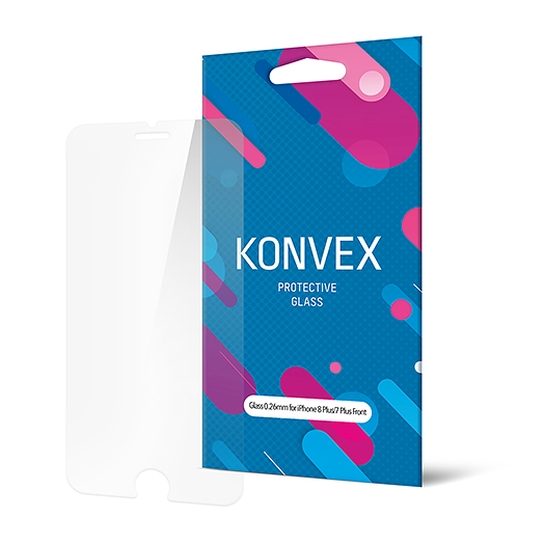 Скло Konvex Protective Glass 0.26mm for iPhone 8 Plus/7 Plus Front - ціна, характеристики, відгуки, розстрочка, фото 1