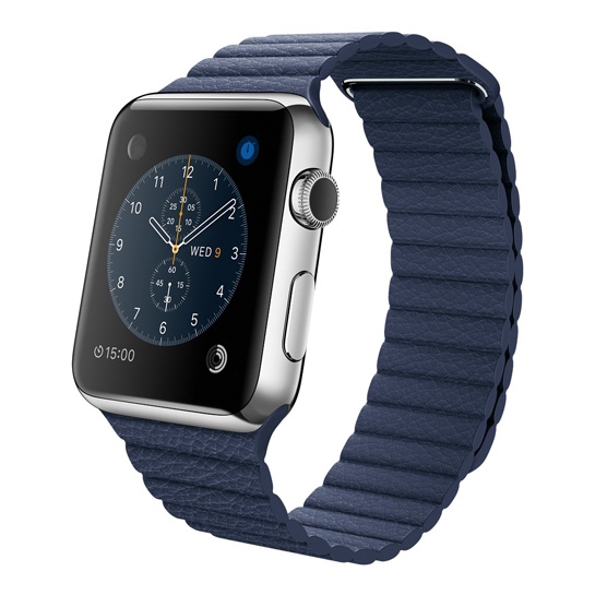 Смарт Годинник Apple Watch 42mm Stainless Steel Case with Midnight Blue Leather Loop - ціна, характеристики, відгуки, розстрочка, фото 1