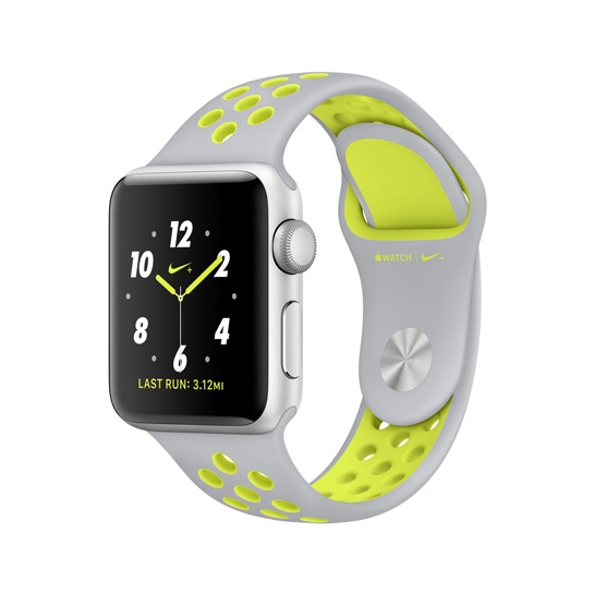 Смарт Годинник Apple Watch Series 2 38mm Silver Aluminum Case with Flat Silver/Volt Nike Sport Band - ціна, характеристики, відгуки, розстрочка, фото 1