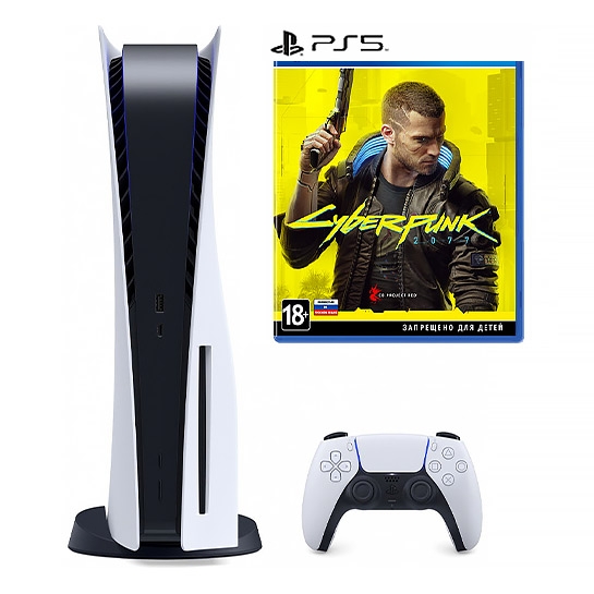 Игровая приставка Sony PlayStation 5 + Cyberpunk 2077 - цена, характеристики, отзывы, рассрочка, фото 1