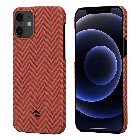 Чехол Pitaka MagEZ Herringbone Case for iPhone 12 Red/Orange