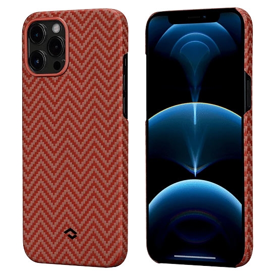 Чехол Pitaka MagEZ Herringbone Case for iPhone 12 Pro Max Red/Orange - цена, характеристики, отзывы, рассрочка, фото 1