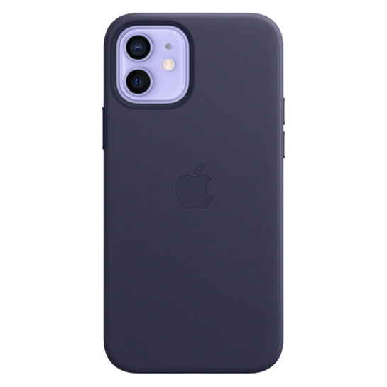 Чохол Apple Leather Case with MagSafe for iPhone 12/12 Pro Deep Violet - цена, характеристики, отзывы, рассрочка, фото 1