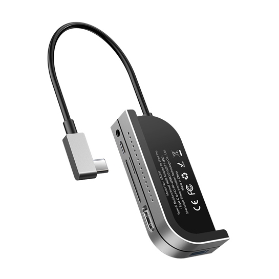 USB-хаб Baseus Bend Angle No.7 Multifunctional Type-C HUB Converter Dark Gray - ціна, характеристики, відгуки, розстрочка, фото 1