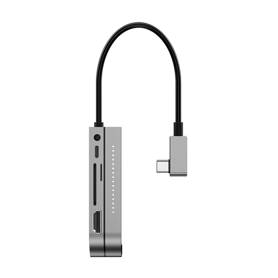 USB-хаб Baseus Bend Angle No.7 Multifunctional Type-C HUB Converter Dark Gray - цена, характеристики, отзывы, рассрочка, фото 2
