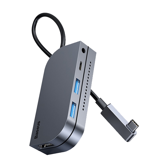 USB-хаб Baseus Bend Angle No.7 Multifunctional Type-C HUB Converter (Upgrade) Dark Gray - цена, характеристики, отзывы, рассрочка, фото 1