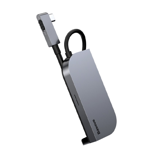 USB-хаб Baseus Bend Angle No.7 Multifunctional Type-C HUB Converter (Upgrade) Dark Gray - цена, характеристики, отзывы, рассрочка, фото 2