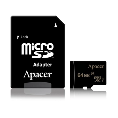 Карта пам'яті Apacer microSDHC 64 Gb  Class 10 + adapter (AP64GMCSX10U1-R) - цена, характеристики, отзывы, рассрочка, фото 1