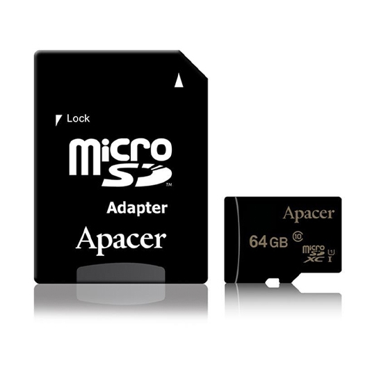 Карта пам'яті MicroSDHC 64 Gb Apacer (class 10) with adapter - цена, характеристики, отзывы, рассрочка, фото 1