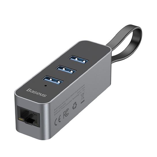 USB-хаб Baseus Adapter Steel Cannon USB to 3хUSB3.0+RJ45 Dark Gray - цена, характеристики, отзывы, рассрочка, фото 3