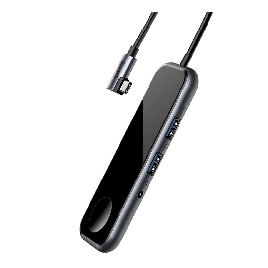 USB-хаб Baseus Mirror Series Type-C to 2-USB3.0/HDMI 4K/3.5mm/Type-C/Apple Watch Charge HUB Gray - ціна, характеристики, відгуки, розстрочка, фото 2