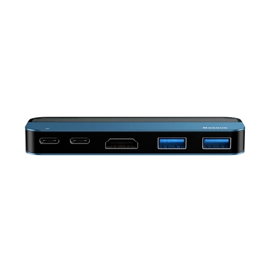 USB-хаб Baseus Transparent Series Dual Type-C to USB3.0/HDMI/Type-C Adapter Blue - ціна, характеристики, відгуки, розстрочка, фото 2