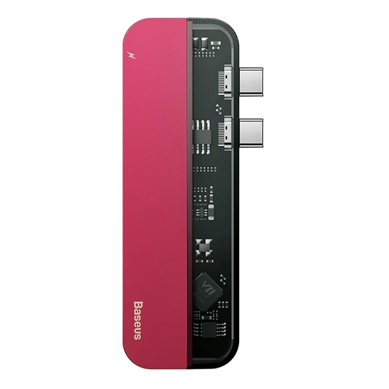 USB-хаб Baseus Transparent Series Dual Type-C to USB3.0/HDMI/Type-C Adapter Red