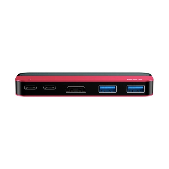 USB-хаб Baseus Transparent Series Dual Type-C to USB3.0/HDMI/Type-C Adapter Red - цена, характеристики, отзывы, рассрочка, фото 2