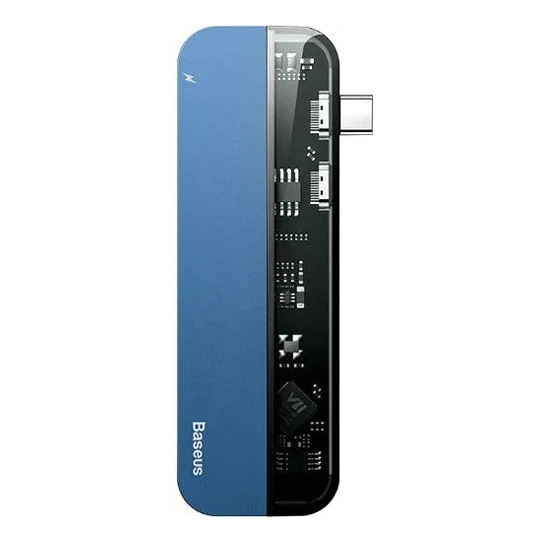 USB-хаб Baseus Transparent Series Type-C to USB3.0/HDMI/Type-C Adapter Blue