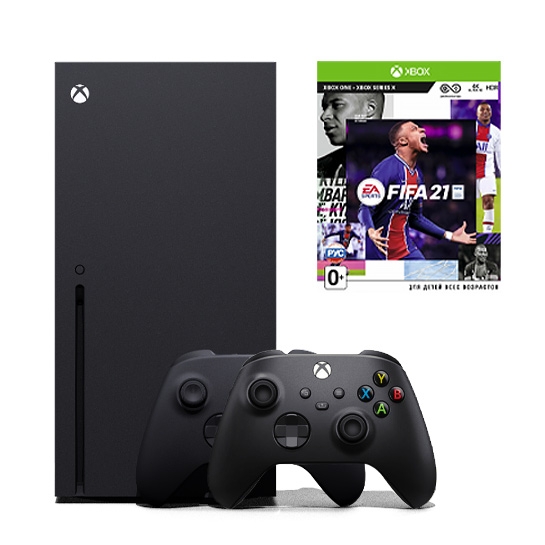 Игровая приставка Microsoft Xbox Series X + FIFA 21 + Геймпад Microsoft Wireless Controller for Xbox Series X/S - цена, характеристики, отзывы, рассрочка, фото 1