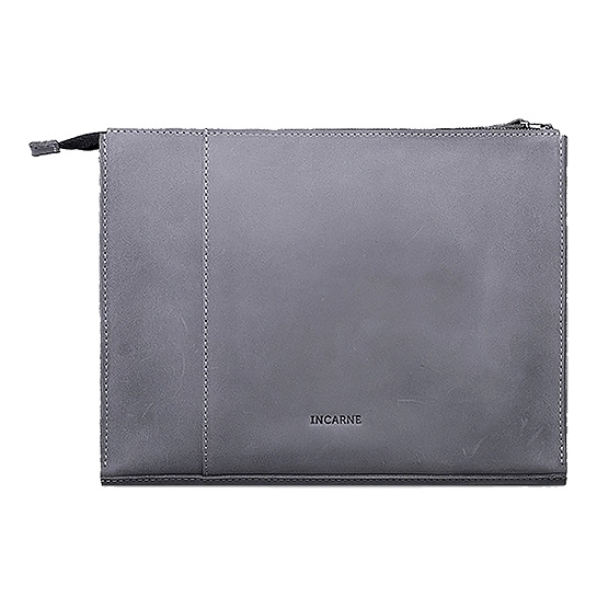 Кожаный чехол INCARNE New Zipper серый для MacBook Pro 13