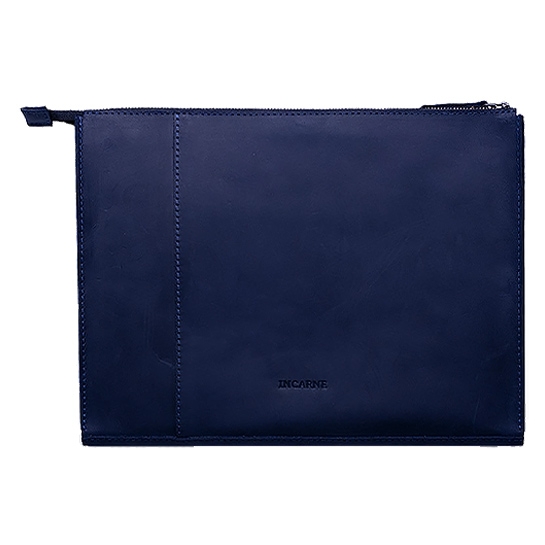 Кожаный чехол INCARNE New Zipper синий для MacBook Pro 15